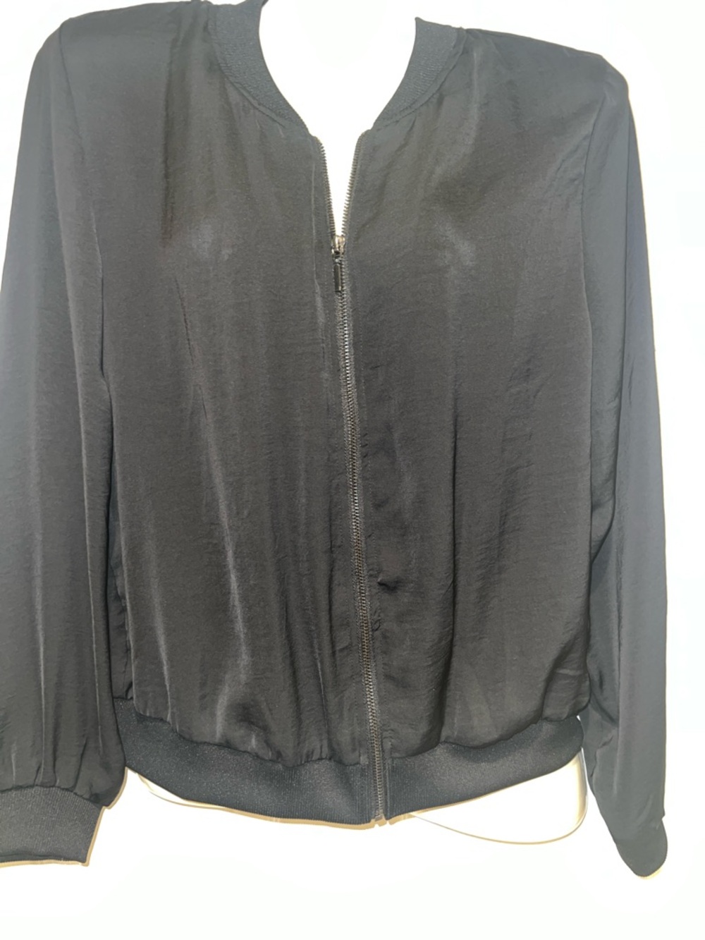 LOVE TREE Black Women's Zip-Front embroidered Bomber Jacket size L